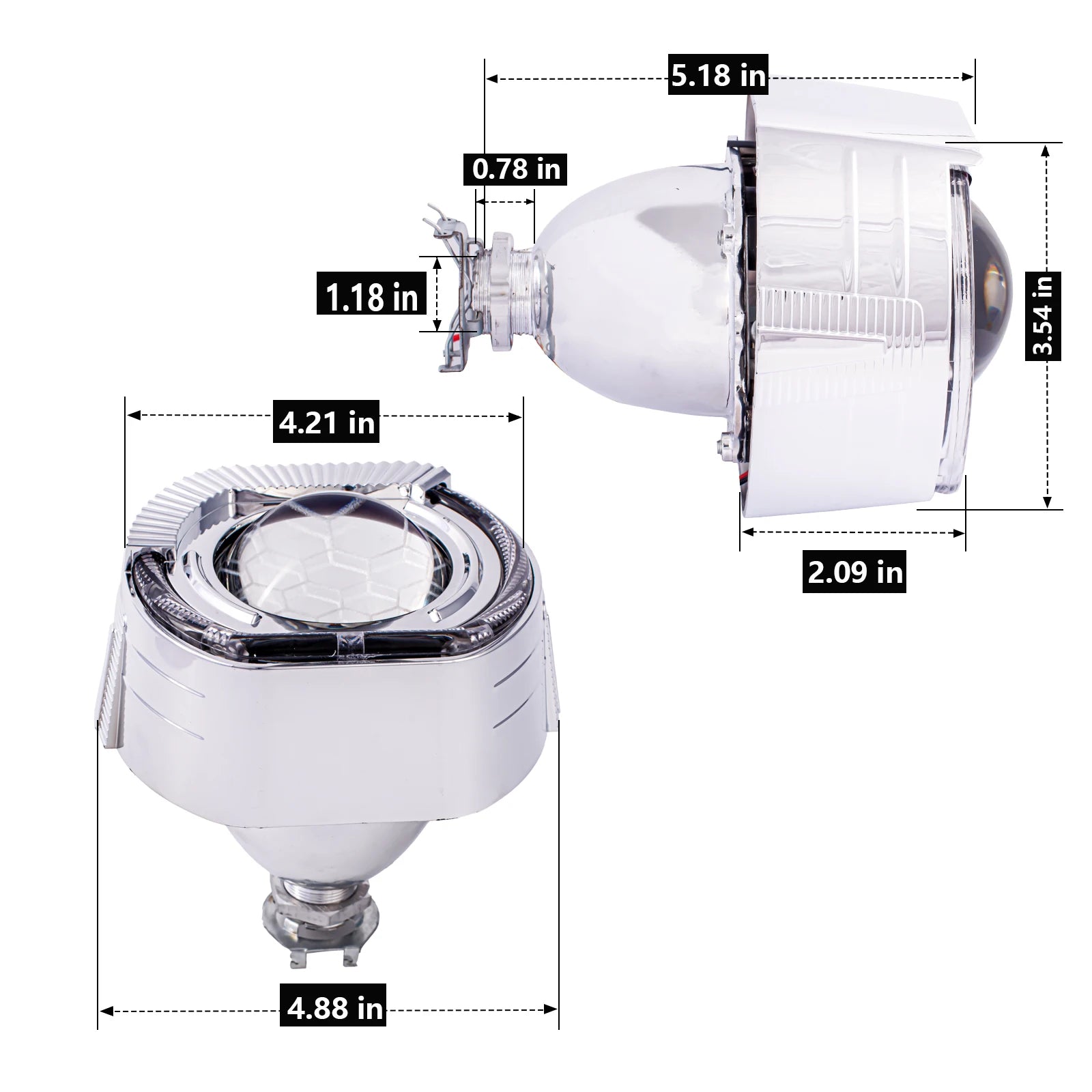 2.5 Inch Blue Coating Honeycomb Projector Lens DRL LED Angel Eyes Shrouds Fit H1 H4 H7 Car Headlamp Retrofit Accessories Styling