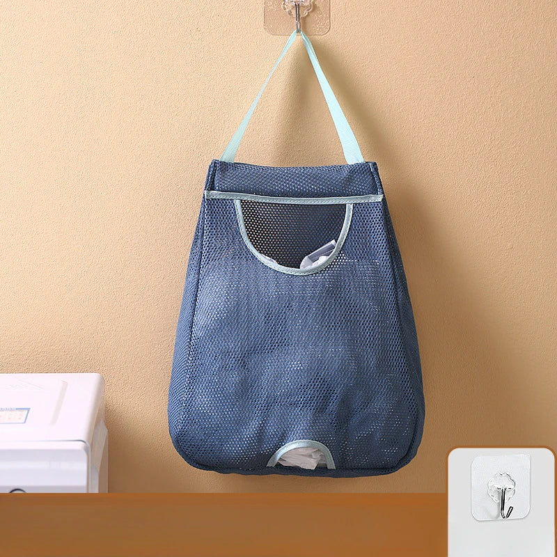Kitchen Wall Mounted Garbage Bag Storage Bag, Hanging Plastic Bag Organizer With Hooks