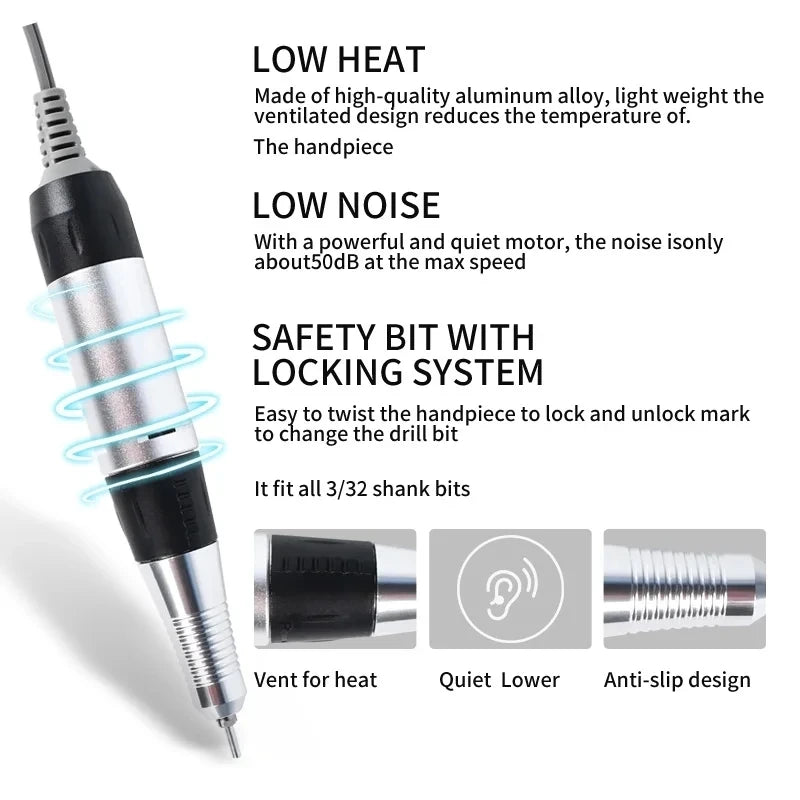 35000RPM Electric Nail Drill Professional Manicure Machine Nail Sander With Nail Drill Bits Portable Nail Salon Nail Files Kit