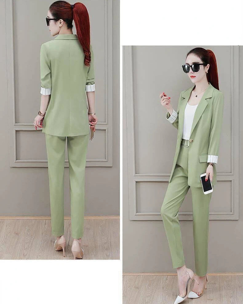 Two Piece Set Pants for Women Professional Trouser Suit Blazer and Womens 2 Pant Sets Top Outfit Wear To Work Office Pink Classy