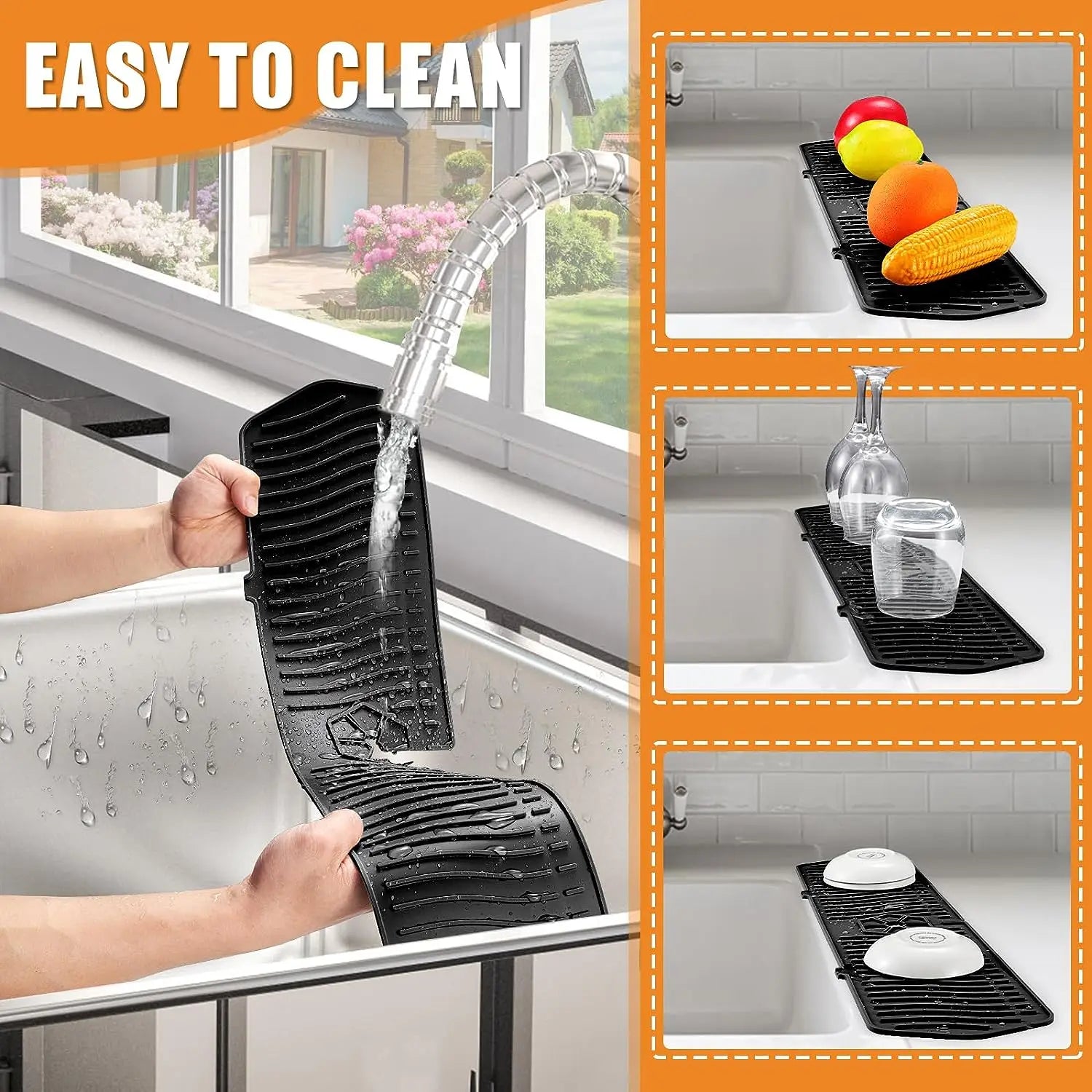 Kitchen Long Silicone Sink Faucet Mat Splash Guard for Absorbent Sink Countertop Protectors Mat Kitchen Gadgets