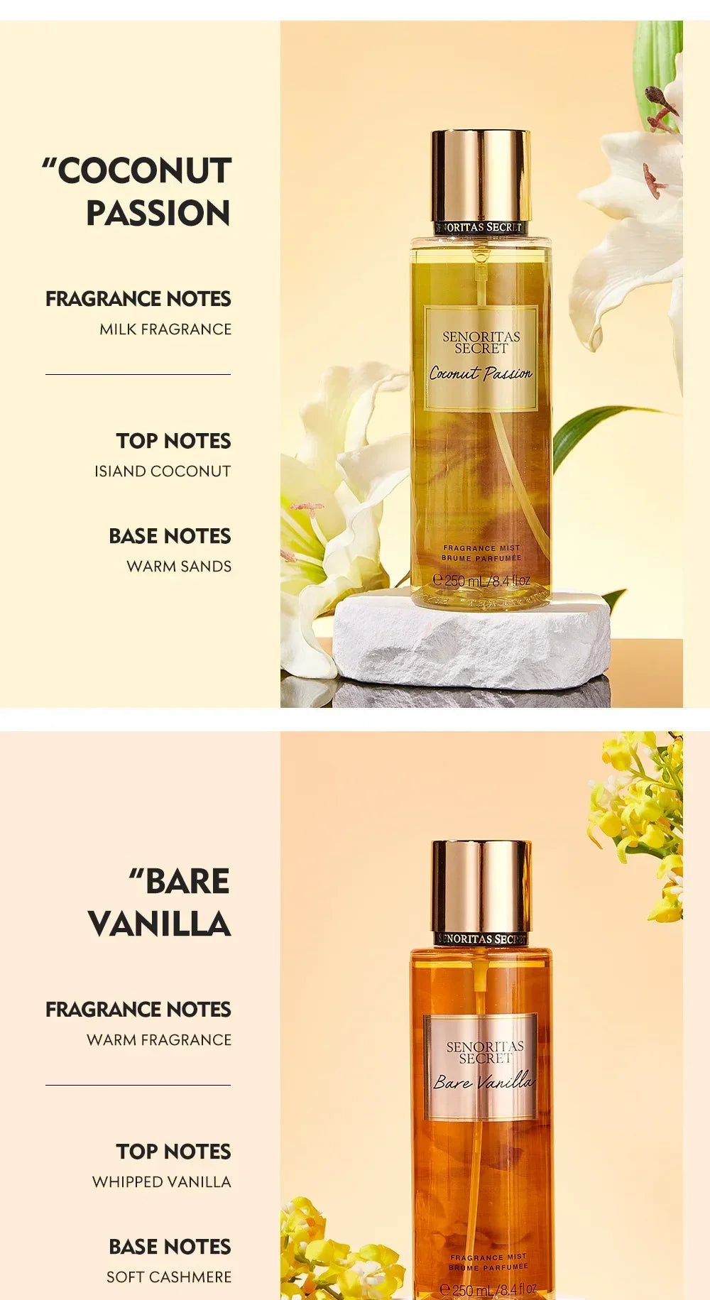 Thai Flower Fruit Perfume Vanilla Fragrance for Women Long-lasting Date Scent Good Girl Parfume Body Spray Floral Mist 250ml
