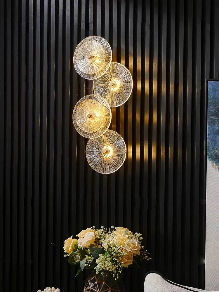 Modern Light Luxury Circular Art Glass Wall Lamp Minimalist Designer Creative Lighting for Bedroom Hallway Living Room Decor