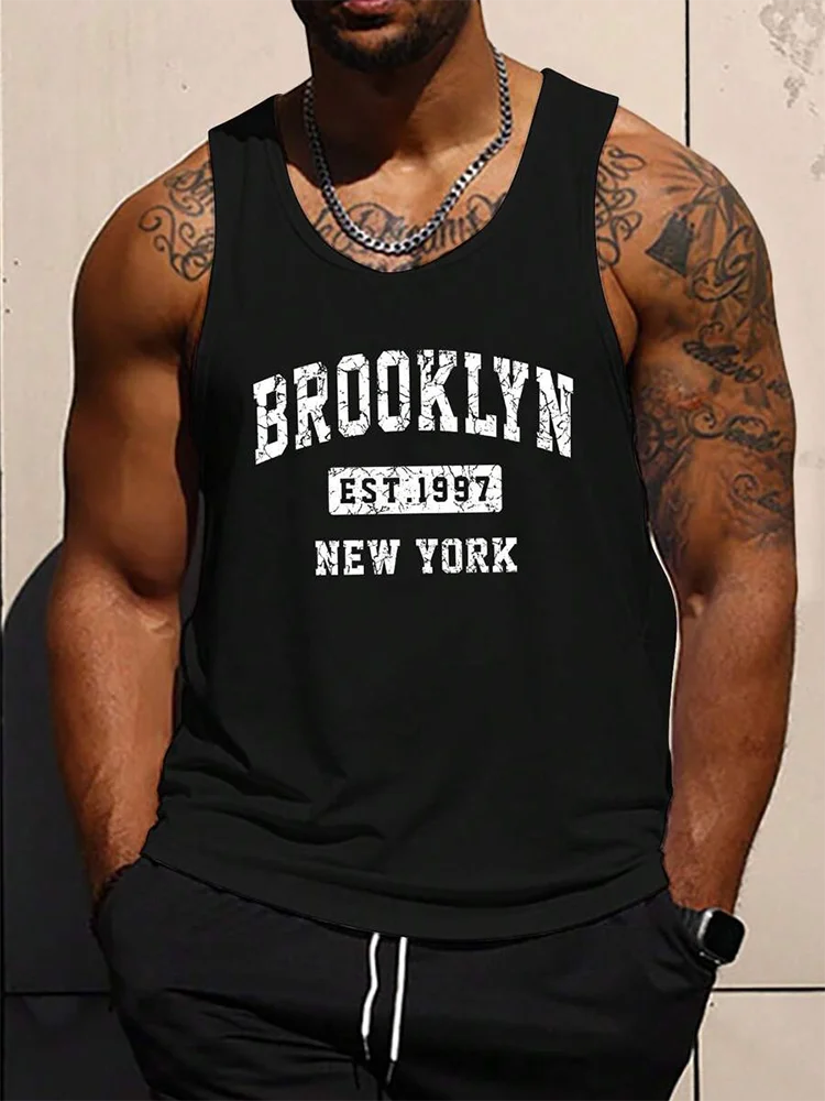 Summer Exercise Fitness Men's Tank Top Daily Street Men's Fashion Tank Top Outdoor Sports Loose Comfortable Men's Sleeveless Tee