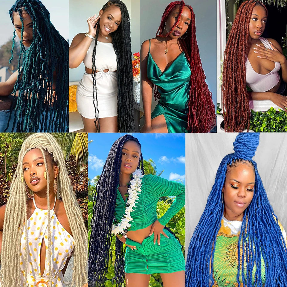 18”24”36” Mix Green New Faux Locs Crochet Hair Synthetic Curly Dreadlocks Hair Extensions Faux Cheveux Soft Locs Crochet Braids