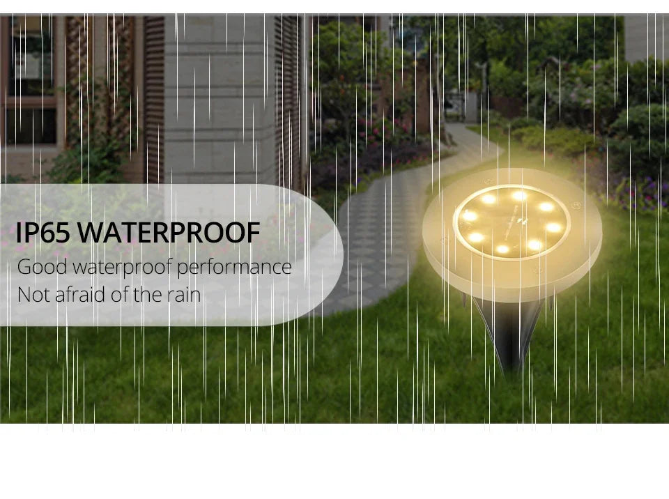 8/20 LED Solar Power Disk Light Outdoor Garden Solar Underground Light Deck Light Spotlight Buried Solar Led Lamp Garden Decor