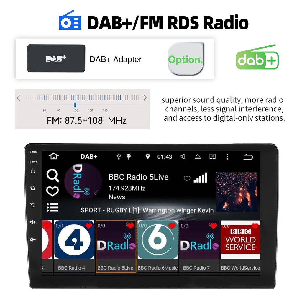 ESSGOO 9Inch 2 DIN Car Stereo Radio Wirless Carplay Android Auto Car Stereo Bluetooth 64G GPS Navigation RDS WiFi USB FM DAB+CAM