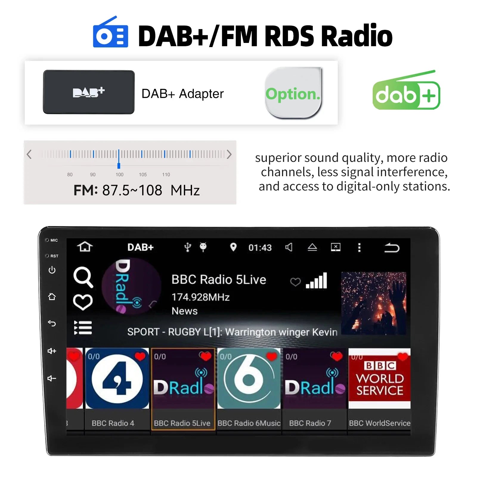 ESSGOO 9Inch 2 DIN Car Stereo Radio Wirless Carplay Android Auto Car Stereo Bluetooth 64G GPS Navigation RDS WiFi USB FM DAB+CAM