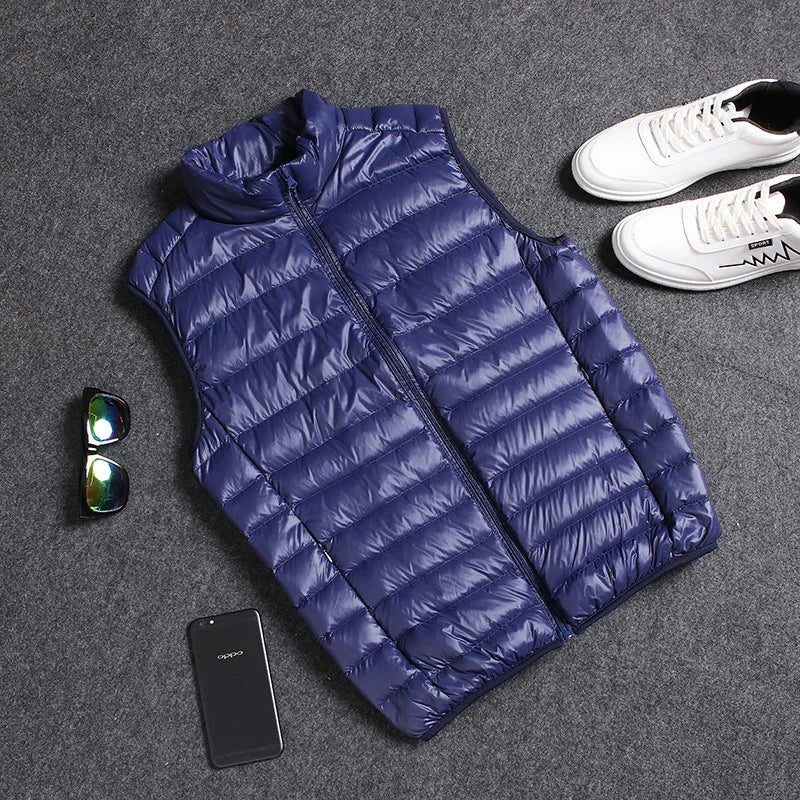 Down Cotton Coat Man 2025 Light Feathered Cotton Jacket Winter Slim Hooded Stand-Up Collar Solid Color Warm Clothing