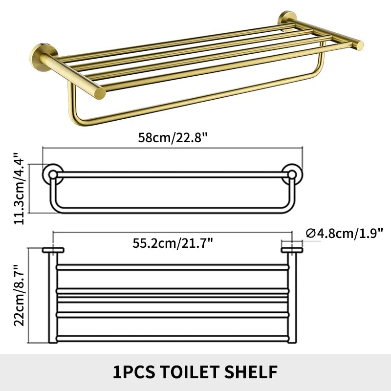 Bathroom Accessories Towel Rack Shelf Paper Holder Stainless Steel Toilet Brush Holder Hand Towel Ring Robe Hook Hanger Chrome