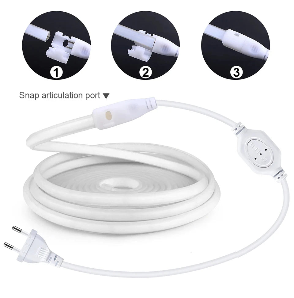 1M-30M COB LED Strip Light Super Bright 220V Led Strip Lights Outdoor Lamp Waterproof Flexible Ribbon Tape With EU Plug
