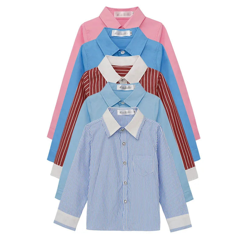 Teenage Clothes Baby Boy Shirt School Uniform Formal Shirt Turn-down Collar Children Girl White Shirt Kid Tops Blouse Coat A1293