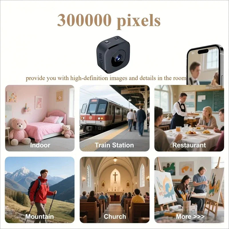 Wireless Mini Security Camera 4K HD 2 Way WiFi Indoor Outdoor Audio Surveillance with Motion Detection Night Vision Camera
