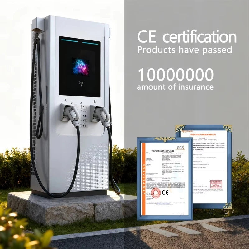 New DC Electric Car Charging Station 60KW 90KW 120KW Commercial IP55 Floor Mounted DC EV Charger With 7 Inch Screen