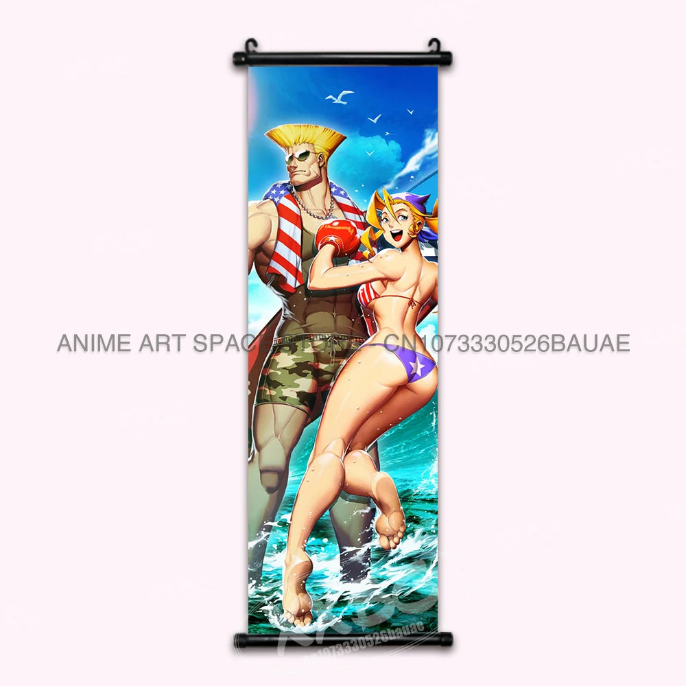 Street Fighter Hanging Painting Fighting Game Wall Artwork Gouken Scrolls Picture Sakura Kasugano Print Canvas Poster Home Decor