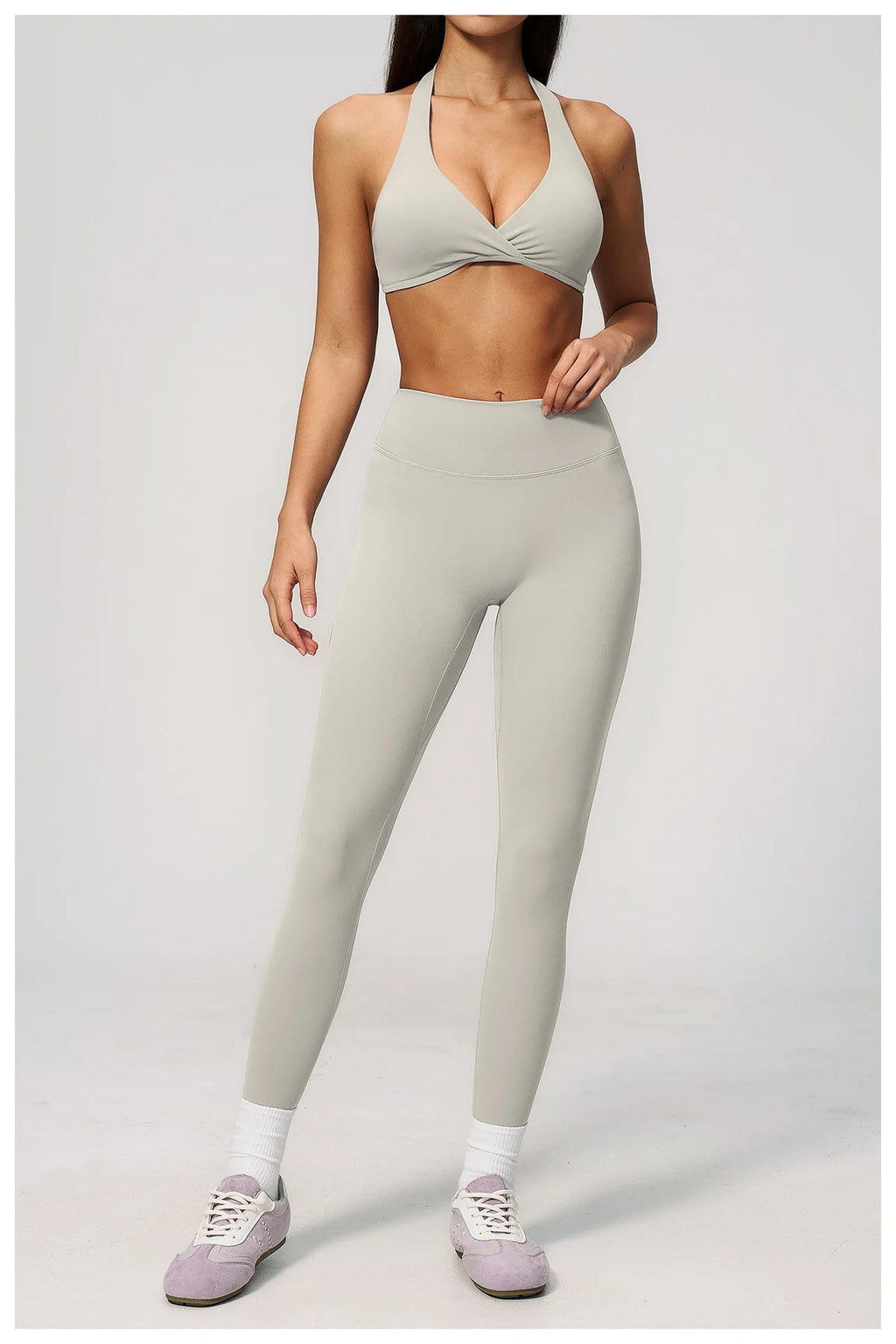 Women Tracksuits 2PCS Yoga Suit Gym Outfits Workout Clothing Deep V Workout Bra High Waist Butt Lift Pants Outdoors Sports Set