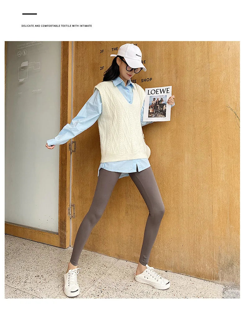 BIVIGAOS Summer New White Khaki Shark Leggings Women Thin High Waist Slim Legs Skinny Leggings Sports Fitness Leggings Spring