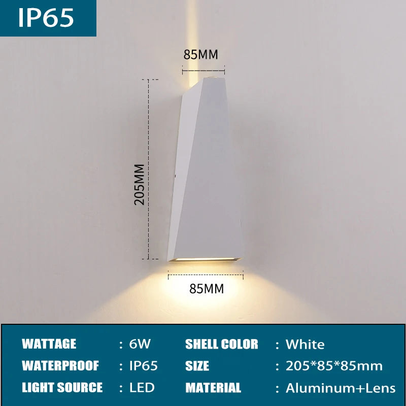 Outdoor LED Wall Lamp 6W 10W IP65 Waterproof Aluminum Wall Lights Porch Garden Fence Indoor Modern Nordic Sconce Lamps AC85-265V