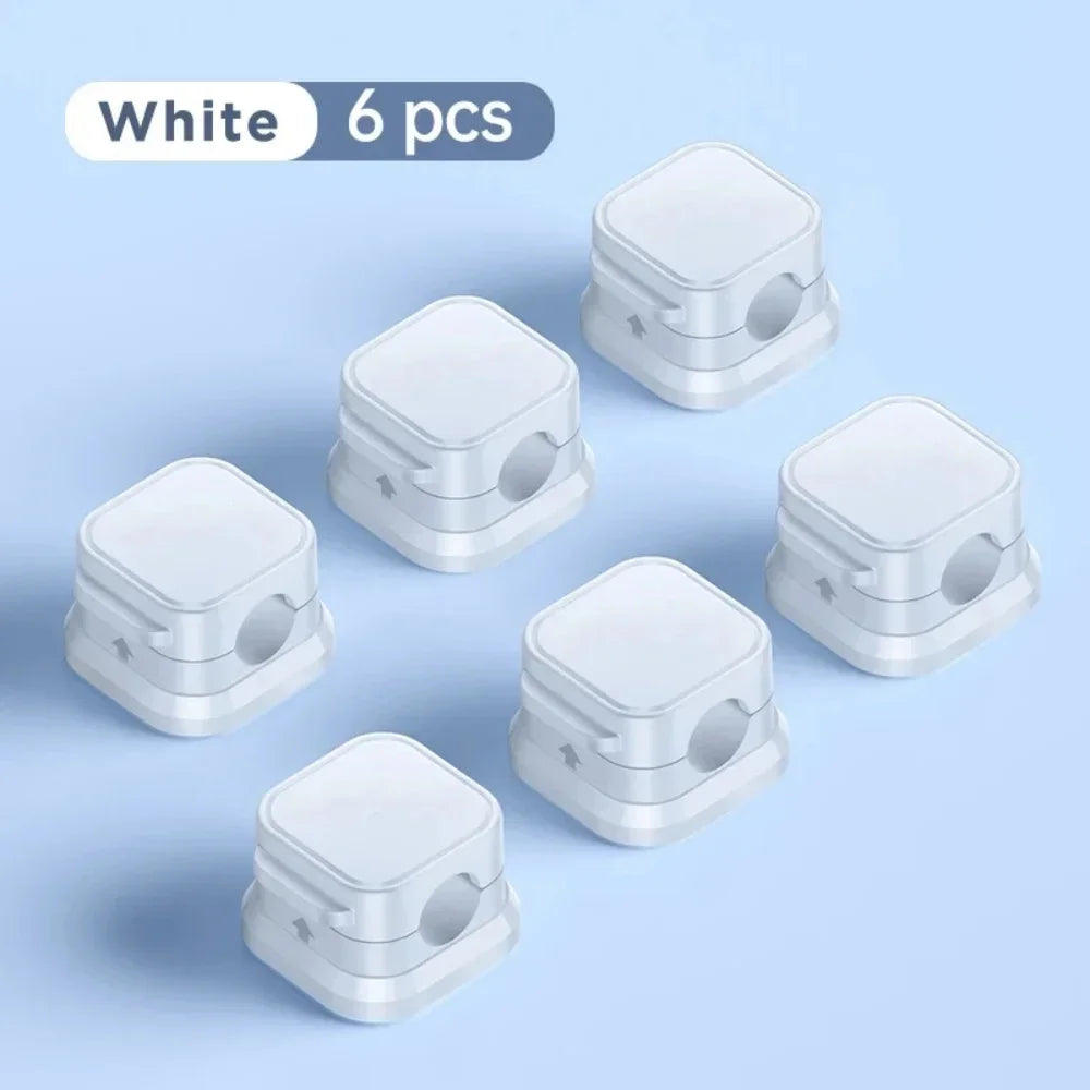 1/3/6/12PCS Magnetic Cable Clips Cable Adjustable Cord Holder Under Desk Cable Management Wire Keeper Cords Organizer Holder