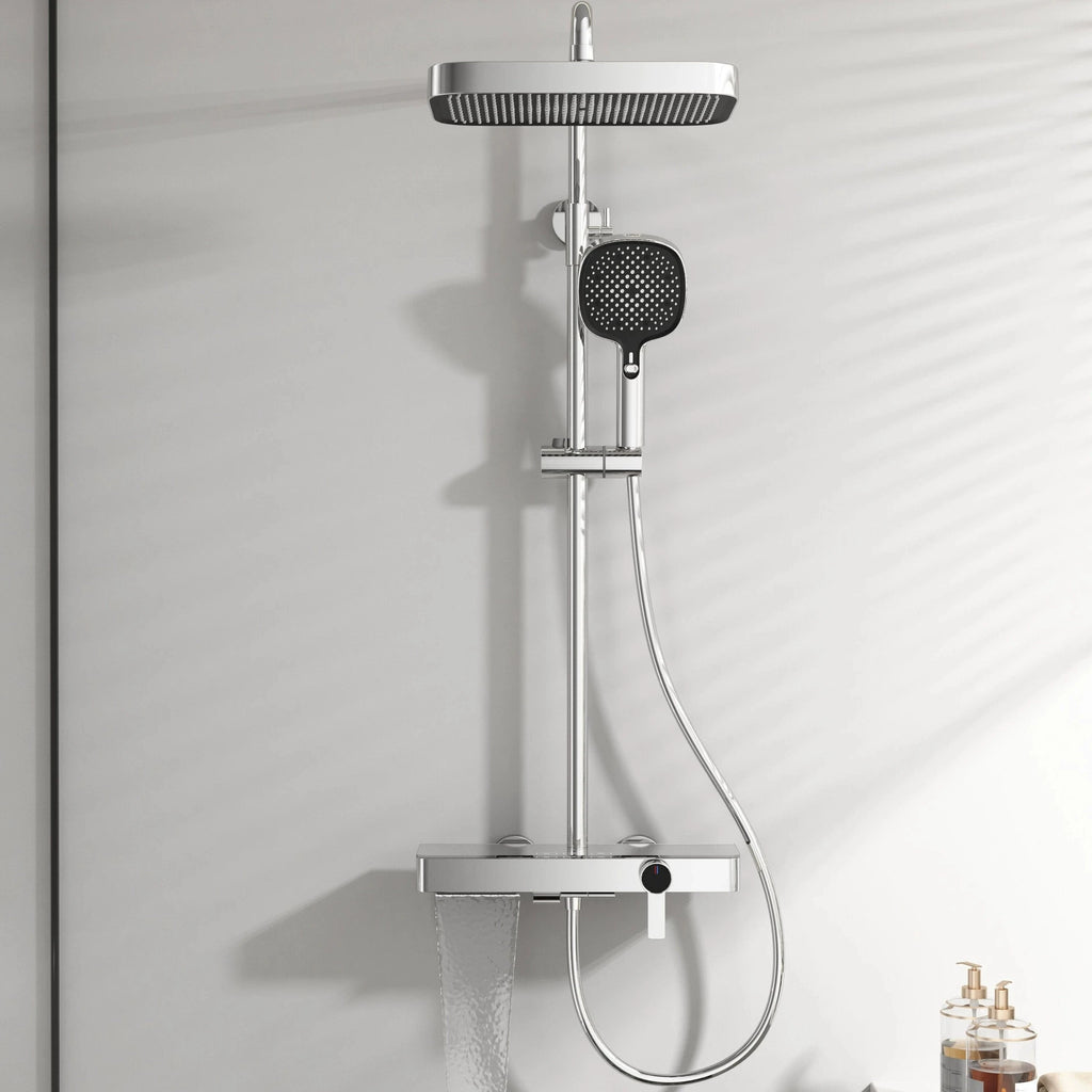 Wall Mounted Piano Digital Bathroom Shower Set 12 Inch Rainfall Shower Head Copper Bathroom Faucet Hot Cold Piano Shower System