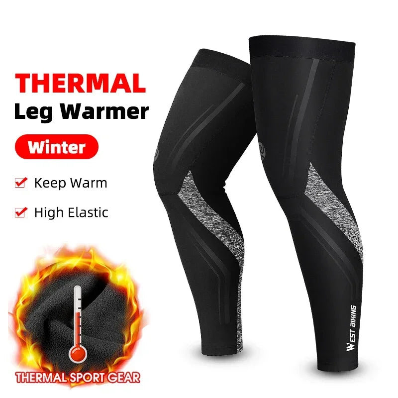 WEST BIKING Sports Compression Leg Sleeves Men Women MTB Winter Fleece Leg Warmers Men Women Cycling Running Basketball Leggings