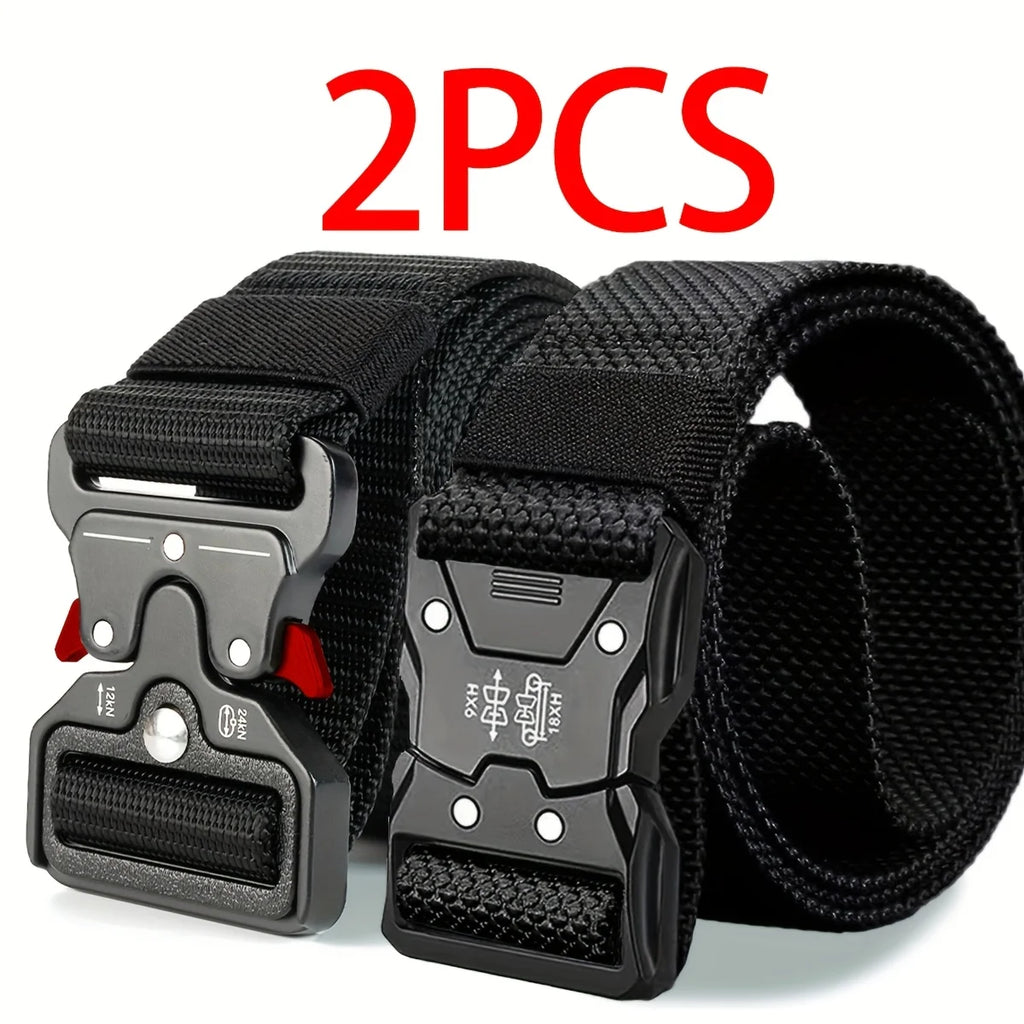 2 Men's Quick-Release Lock Buckle Belt - Outdoor Belt, Suitable for Camping, Jeans, and Casual Pants