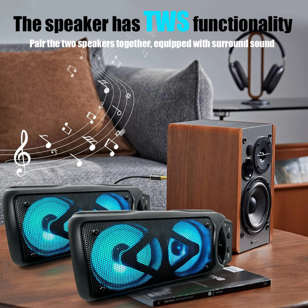 Wireless Portable Bluetooth Speaker 2000W Big‑Volume Heavy‑Bass Speaker, RGB Colorful Light Effect,