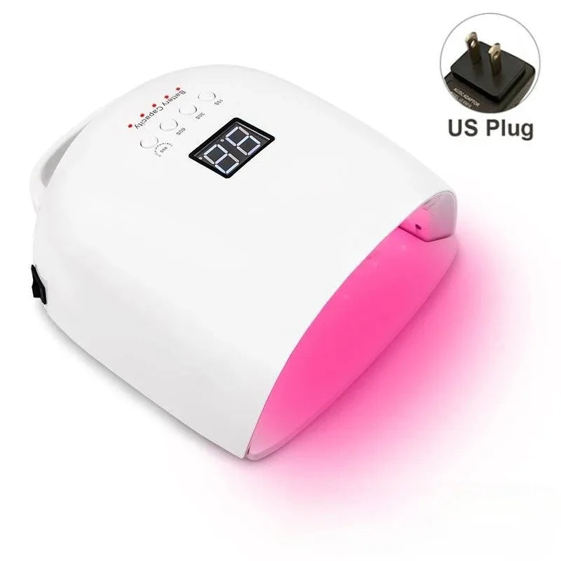 86W Lamp for Manicure Rechargeable Cordless Sun UV LED Lamp Nail Dryer For Curing All Gels 52 LEDs Light with LCD Timer Sensor
