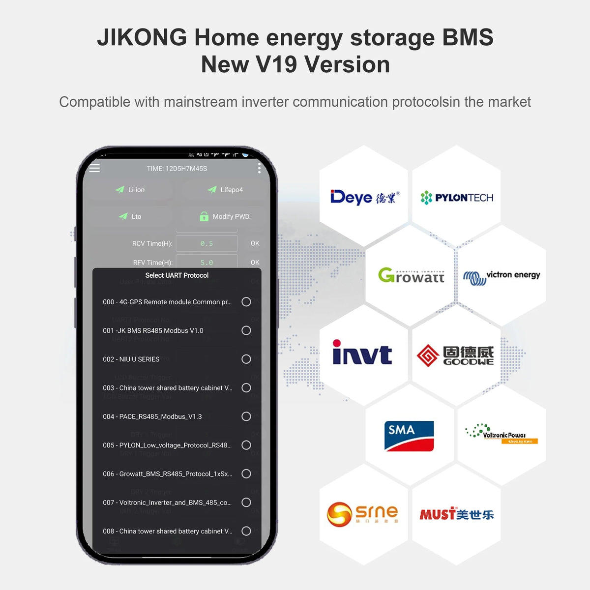 JIKONG V19 Smart BMS 8S-16S 200A Li-ion/ Lifepo4/ LTO Battery Household Energy Inverter BMS Active Balancer 2A JK-PB2A16S20P