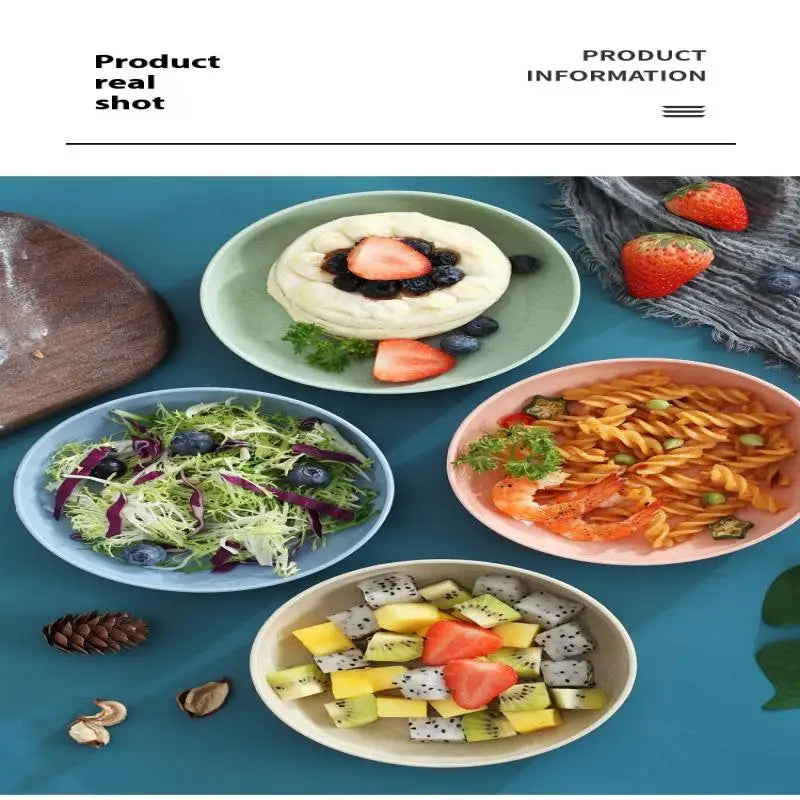 5pcs/set Nordic Wheat Straw Plate Fruit Plate Vegetable Plate Tableware Plate