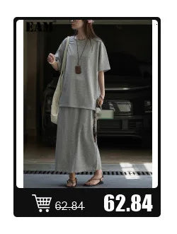 [EAM] Women Coffee Color-block Big Size Long Sweater Dress New Turtleneck Long Sleeve Fashion Tide Spring Autumn 2026 1DJ2393