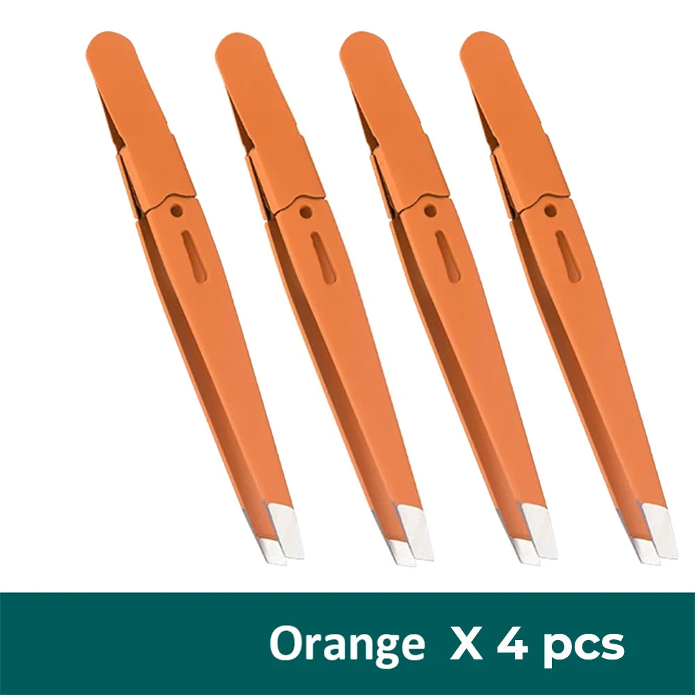Eyebrow Tweezer Colorful Hair Beauty Fine Hairs Puller Stainless Steel Slanted Eye Brow Clips Removal Makeup Tools