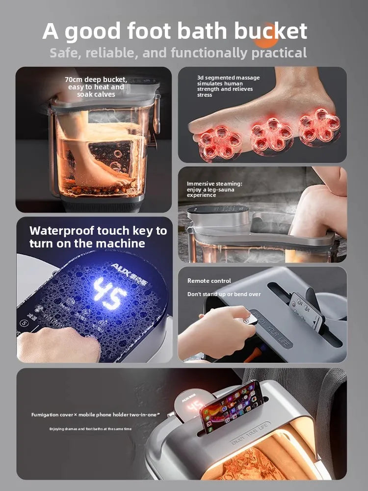 Heated constant temperature automatic foot bath household electric massage foot bath high and deep over the calf knee