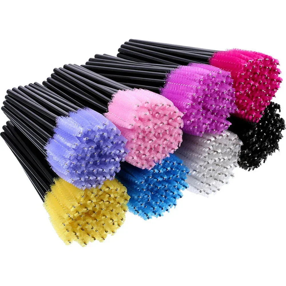 100Pcs Disposable Micro Eyelash Extension Makeup Kit Eyelash Brush Mascara Wands Applicator Spoolers Eyebrow Comb Brushes Lashes