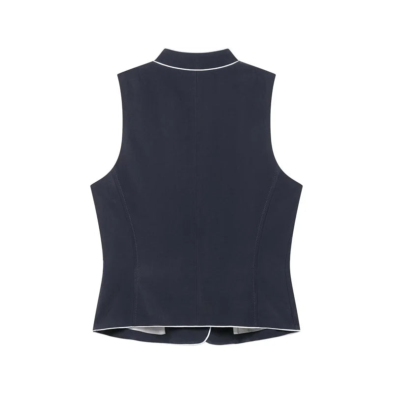 Summer Women's Suit Sleeveless Vest Top High Waist Wide Leg Pants 2026 New Fashion Short Vest Tops Long Pants 2-piece Set