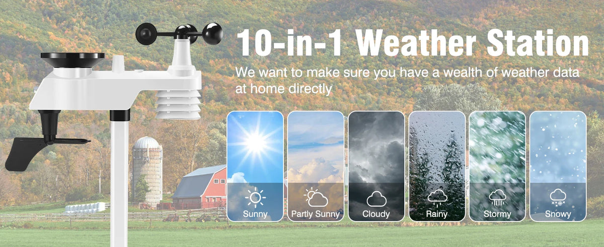 Multifunction Wi-Fi Weather Station Solar Outdoor Sensor Internet Wireless Weather Station Remote Monitoring System Rain Gauge