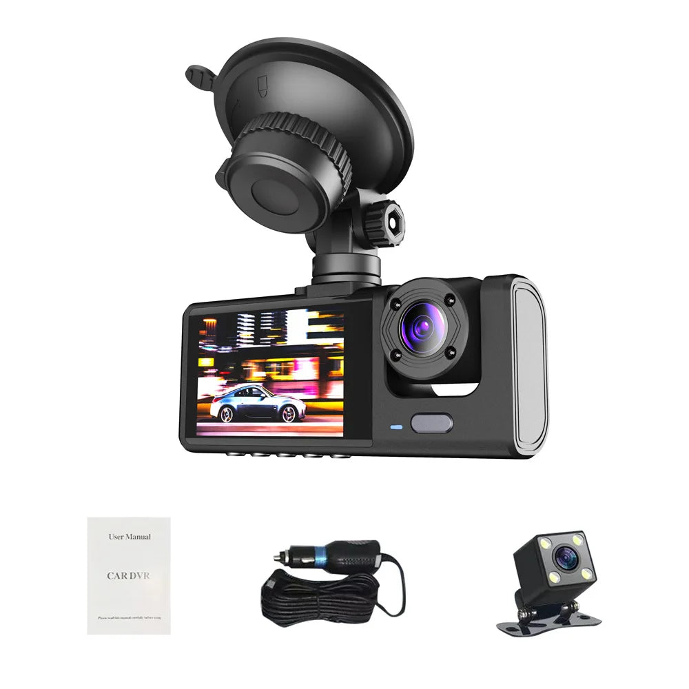 Hd 1080p 3-lens Video Dashcam High-definition Night Vision Of The Vehicle Recorder Car Dvr Registrator Dashcam Camcorder