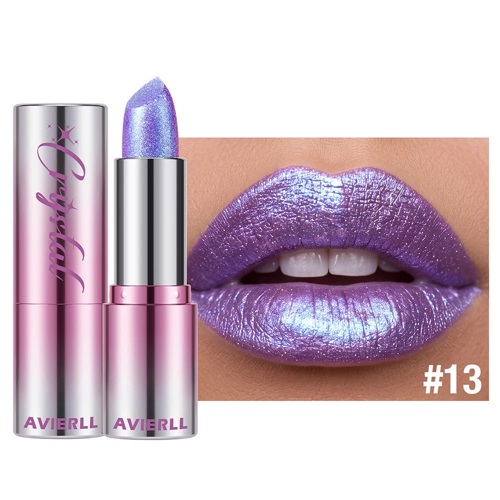 6 Color Metallic Shimmer Lipstick Diamond Pearlescent Pink Glitter Solid Lip Gloss Shiny Gold Lipgloss Lasting Lip Beauty Makeup