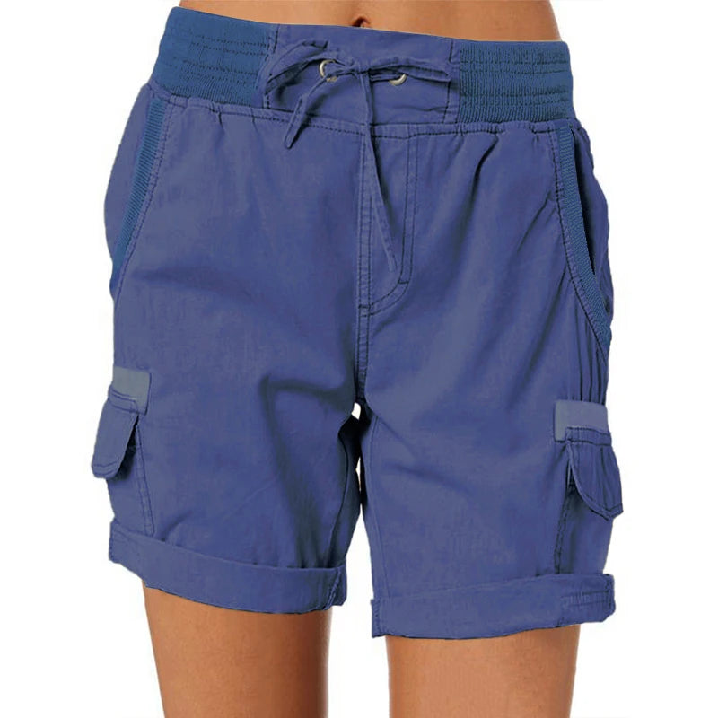 Womens Cargo Pants Shorts Soft Comfortable Casual Cotton Elastic Waist Shorts Summer Bottoms Jeans High Waisted Cargo Pants