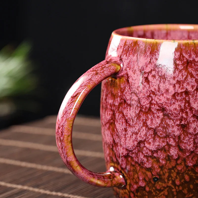 Japanese Style Coffee Cup Creative High-Capacity Kiln Change Ceramic Cup Vintage Household Office Drinkware Milk Mug Water Cup