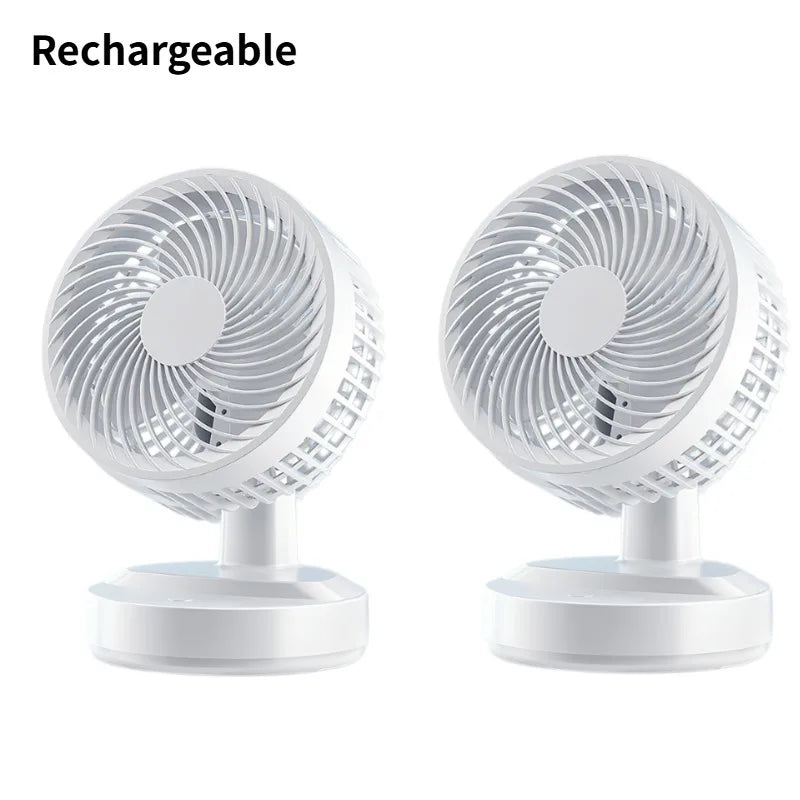 Air circulator fan, USB mini fan, quiet operation, long battery life, small oscillating rechargeable fan, portable.