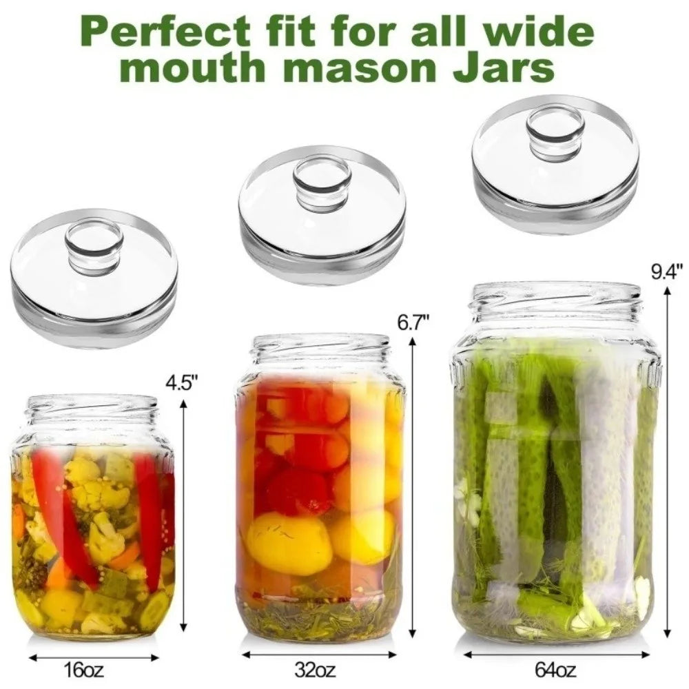Fermented Glass Weights with Handle Sealed Wide Mouth Mason Jar Lid Kitchen Gadgets Clear Cheeseits Fermentation