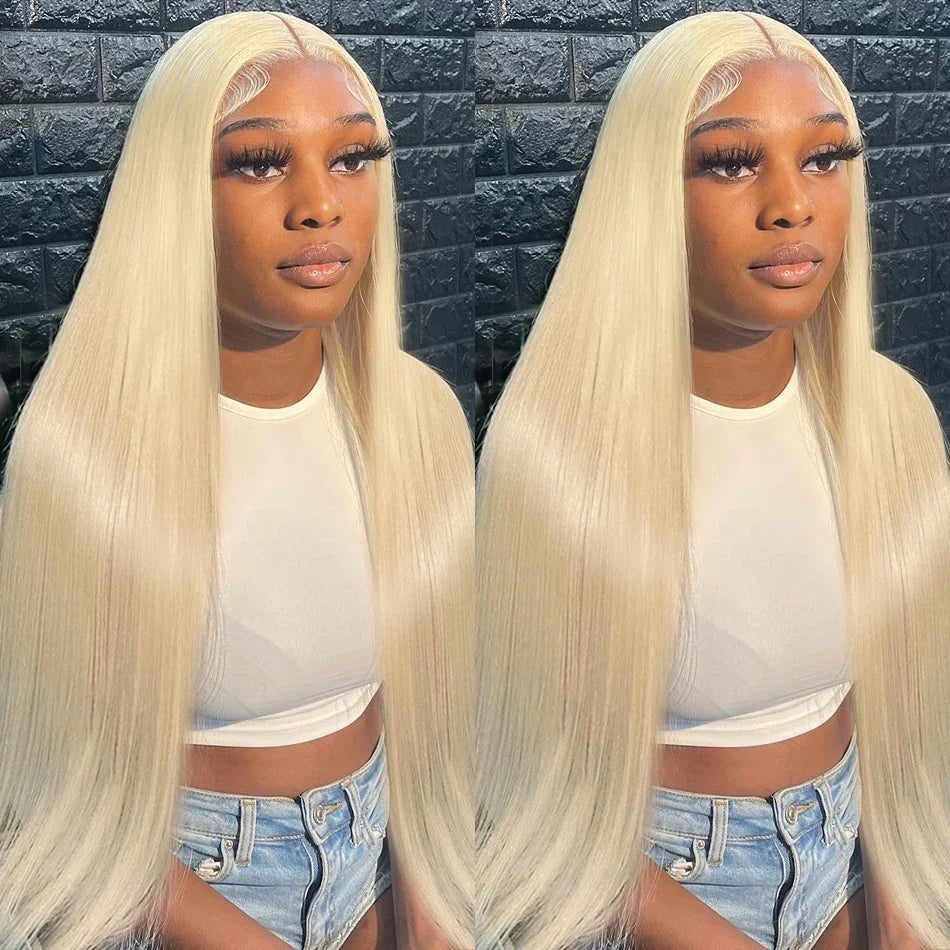 200 Density 613 Blonde Straight Human Hair Wigs Preplucked Prebleached 46 Inch 13x4 13x6 Blonde HD Transparent Lace Frontal Wigs