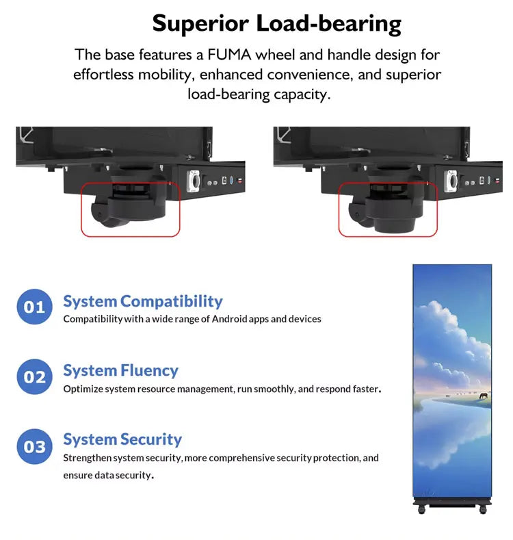 Floor-to-ceiling large poster display P1.53P1.86P2P2.5P3 digital signage, portable indoor LED display