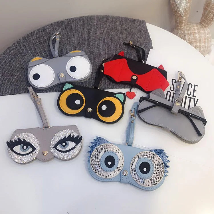ins cartoon cute glasses case portable men and women sunglasses myopia glasses organizer bag protective sleeve glasses bag charm