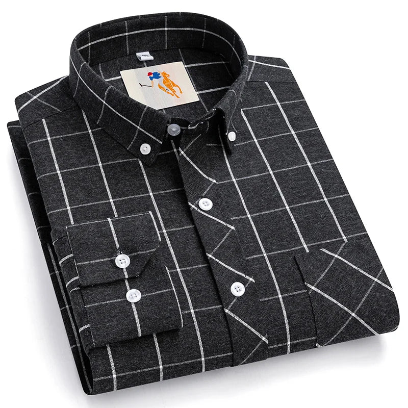 8XL Classic Plaid Men's Flannel Shirts Men Long Sleeve Casual Men's Flannel Shirts Men Long Sleeve Casual Big Size Single Pocket