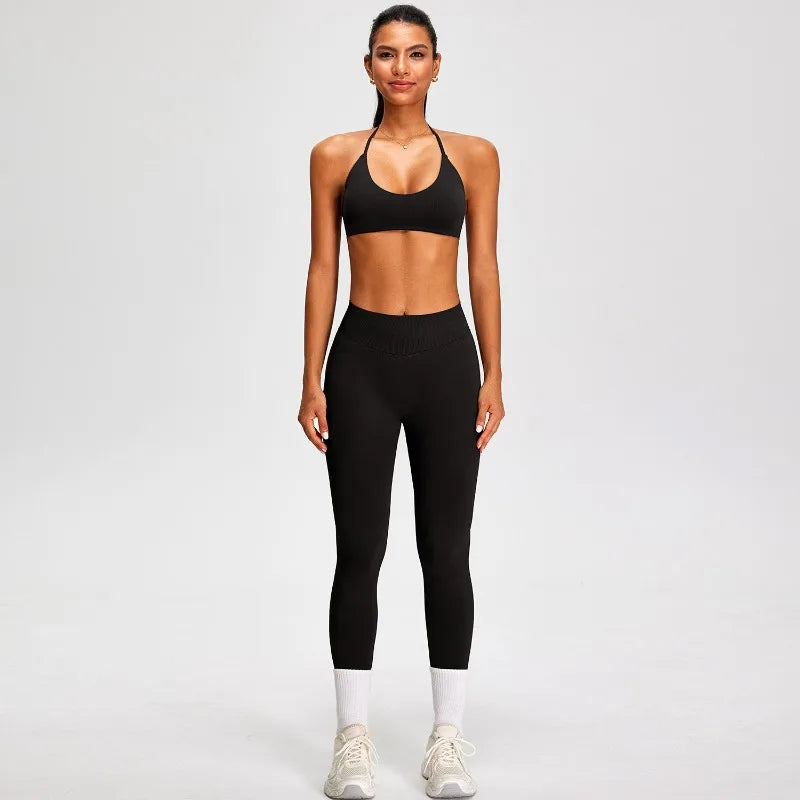 PMW Women Seamless Yoga Set Outdoor Cycling Running Sports Set High Elasticity Lifting Buttocks Quick-Drying Yoga Clothes