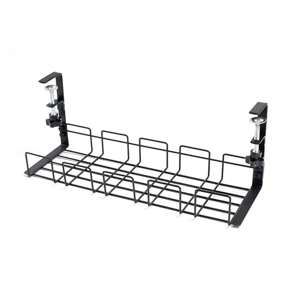 Home Office Desk Wire Organizer No Punching Kitchen Storage Accessories Under Table Storage Rack Metal Cable Management Tray 