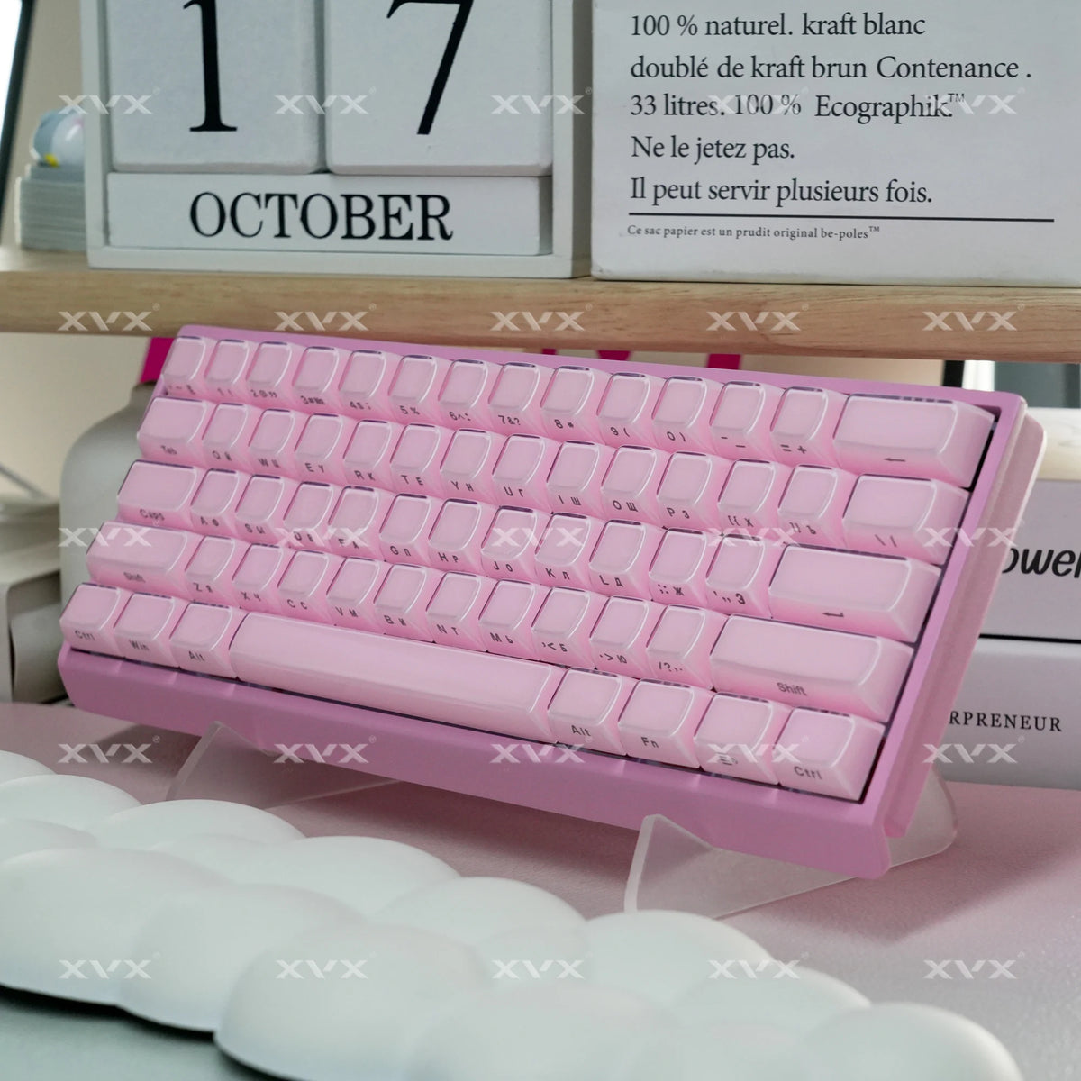 XVX Jelly Crystal Keycaps Side Print Pink/Blue 113keys Double Shote DIY Mechanical Keyboard OEM Profile Translucent Keycaps