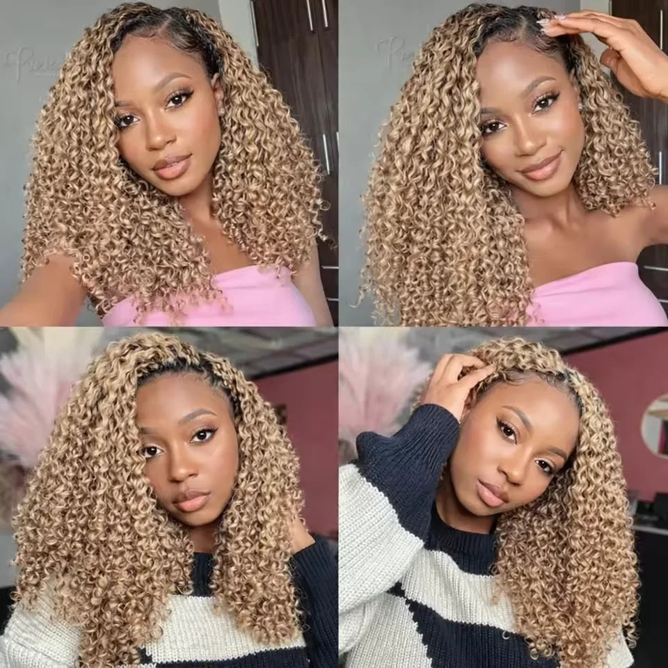 Honey Blonde Water Wave Crochet Hair – Pre-Separated Style